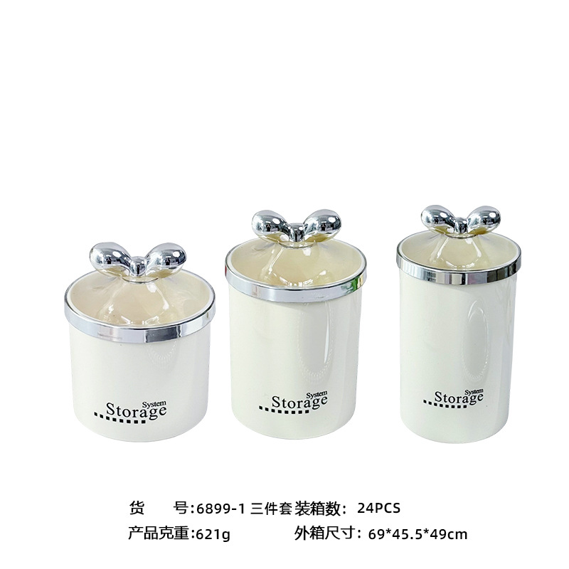 X10-6899-1A Silver European-style can desktop storage can, food-grade household creative tea can, nut and snack storage can Item Picture