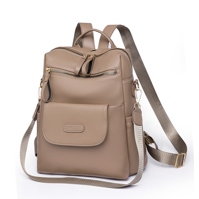 T's new soft leather PU backpack, a large-capacity retro crossbody bag, is suitable for both casual and commuting use. It's a versatile backpack for women going out Specification drawing