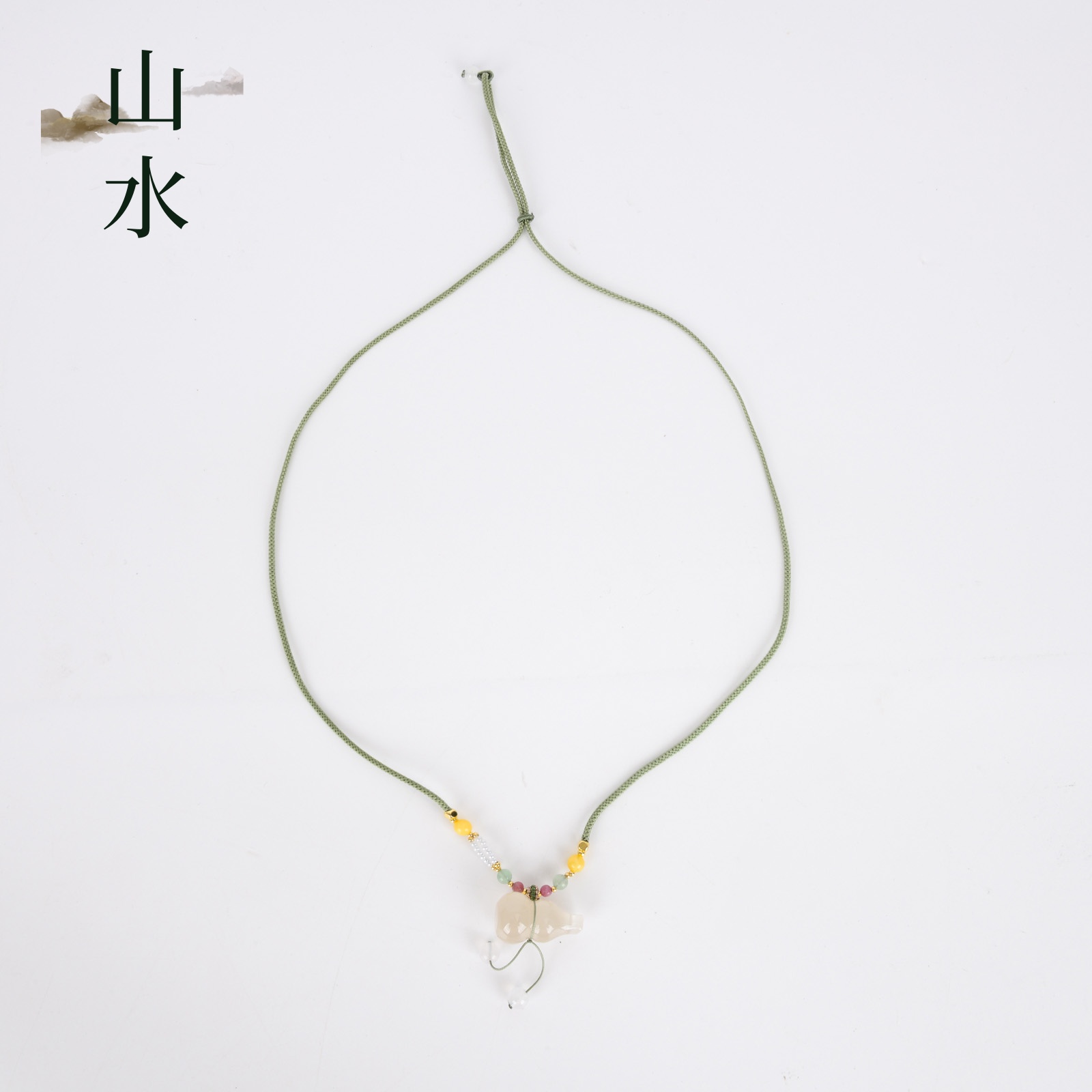 New Chinese-style gourd pendant, woven rope necklace, women's new light luxury niche collarbone chain jewelry, jade pendant wholesale