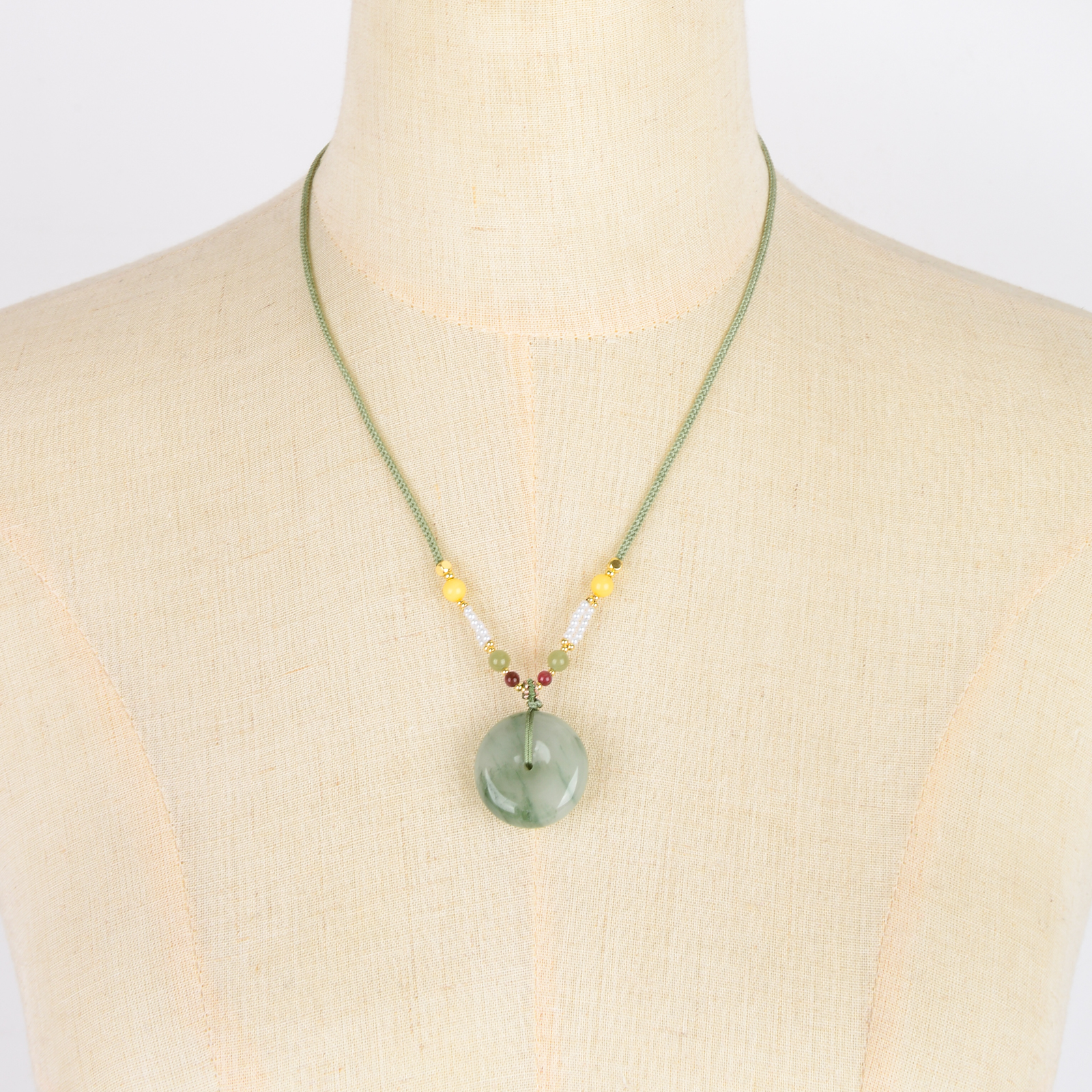 Natural Hetian jade pendant, hand-woven rope necklace, adjustable pull-out jade pendant, wholesale of jade pendants Specification image