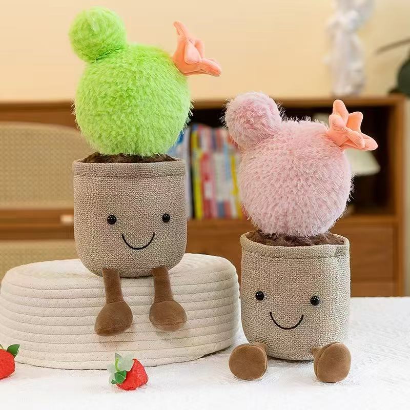 Simulated ornaments, cactus potted plants, living room everlasting flower dolls, plant plush toys, small figurines