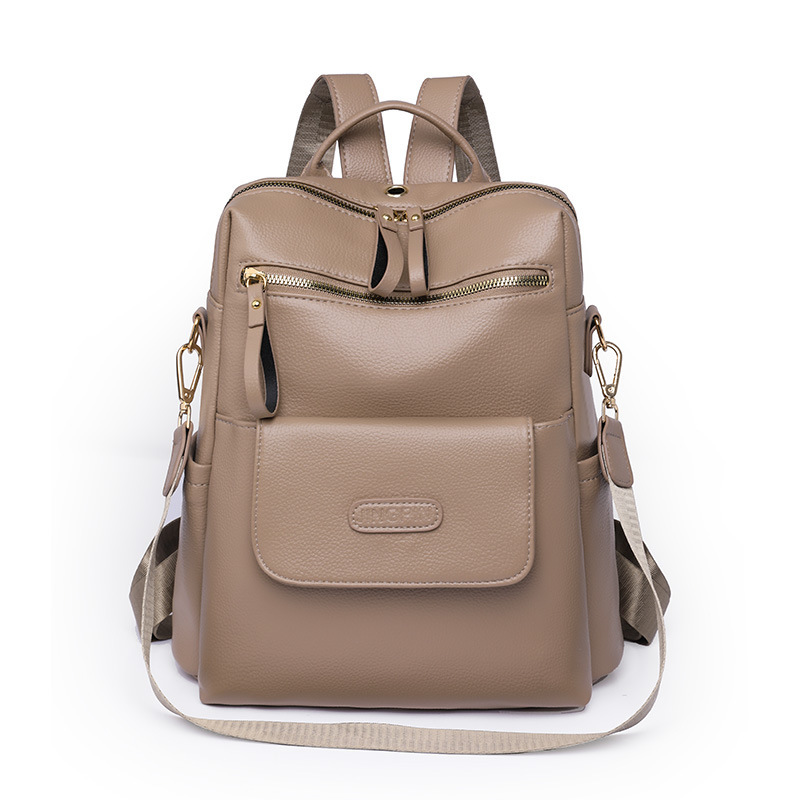 T's new soft leather PU backpack, a large-capacity retro crossbody bag, is suitable for both casual and commuting use. It's a versatile backpack for women going out Item Picture