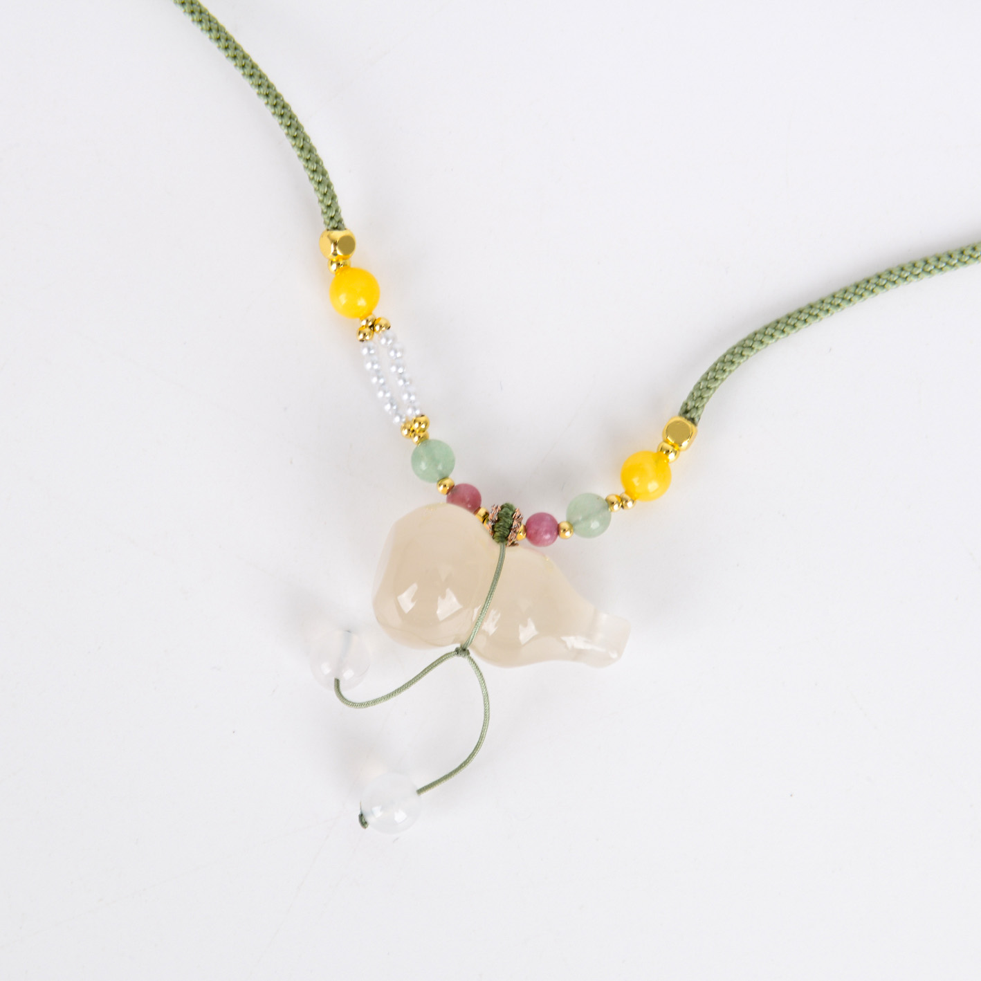New Chinese-style gourd pendant, woven rope necklace, women's new light luxury niche collarbone chain jewelry, jade pendant wholesale details Picture