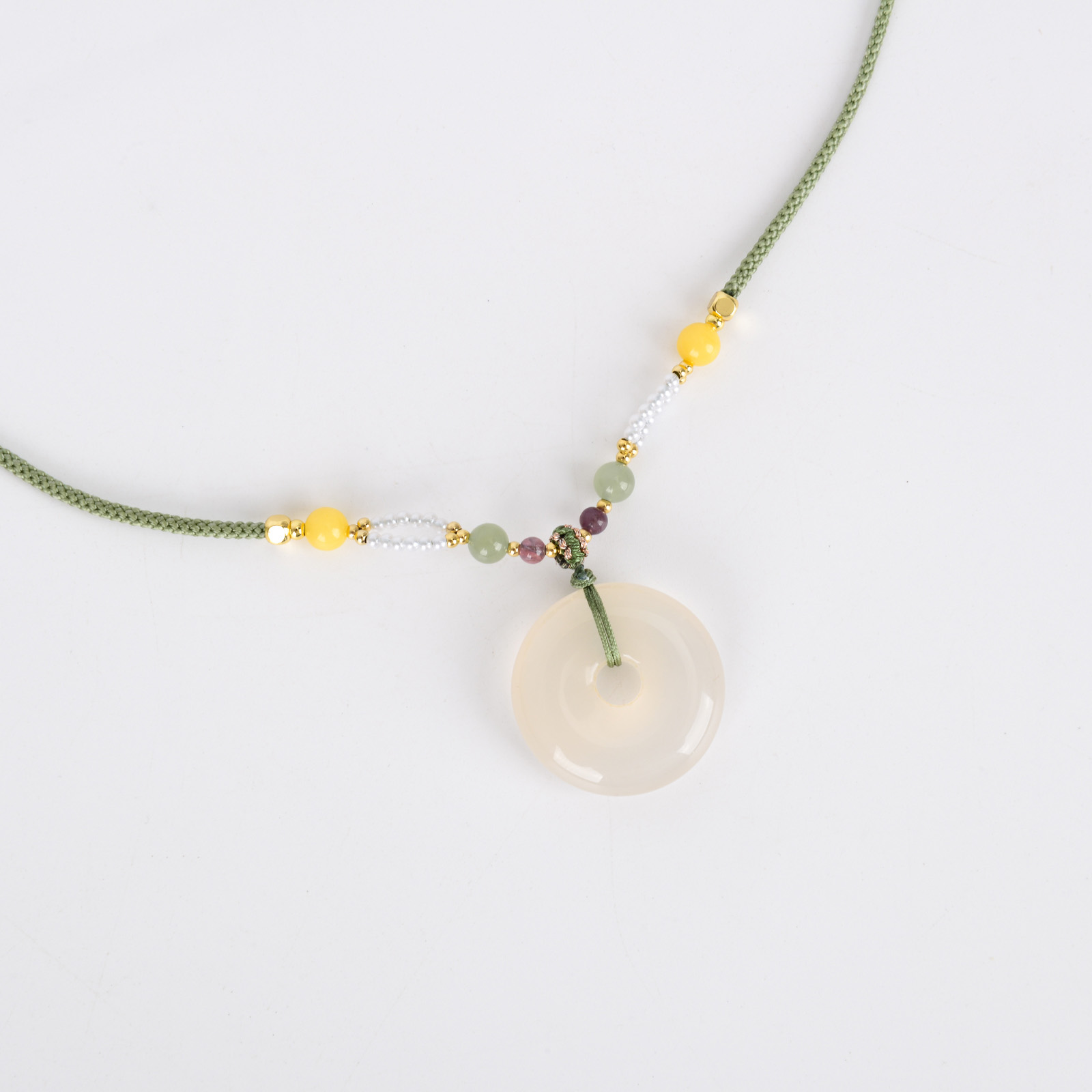 New Chinese-style peace pendant necklace for women, woven lanyard pendant, jade collarbone chain, jade pendant wholesale details Picture