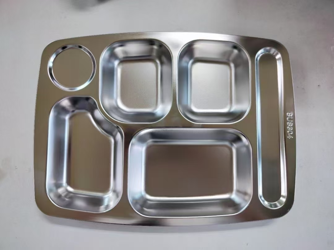 304 food-grade large six-compartment fast food plate