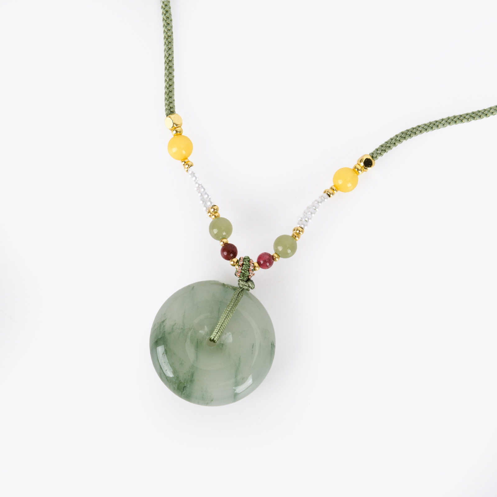 Natural Hetian jade pendant, hand-woven rope necklace, adjustable pull-out jade pendant, wholesale of jade pendants details Picture