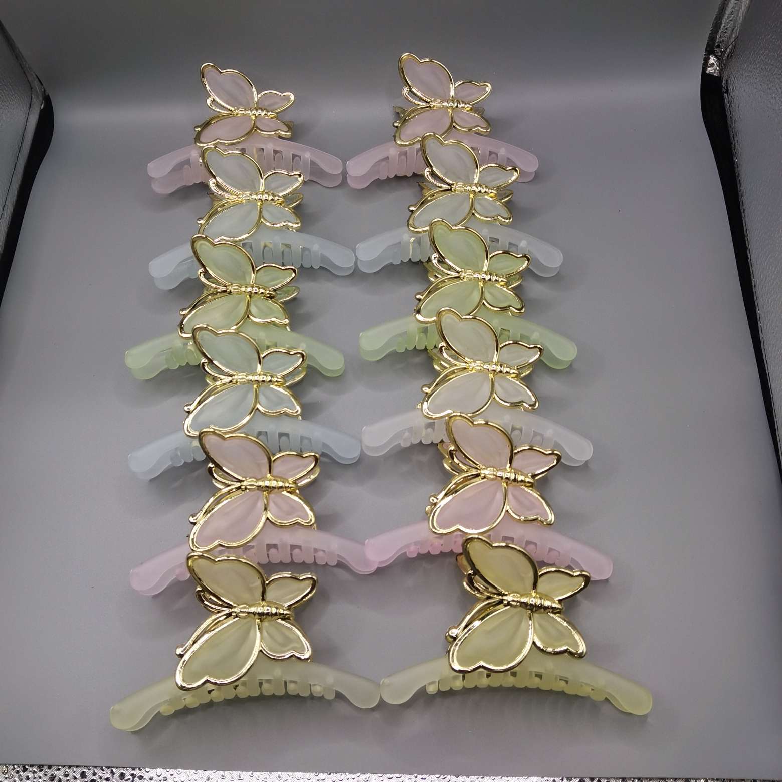 果冻金边橡皮花爪塑料发夹网红橡皮