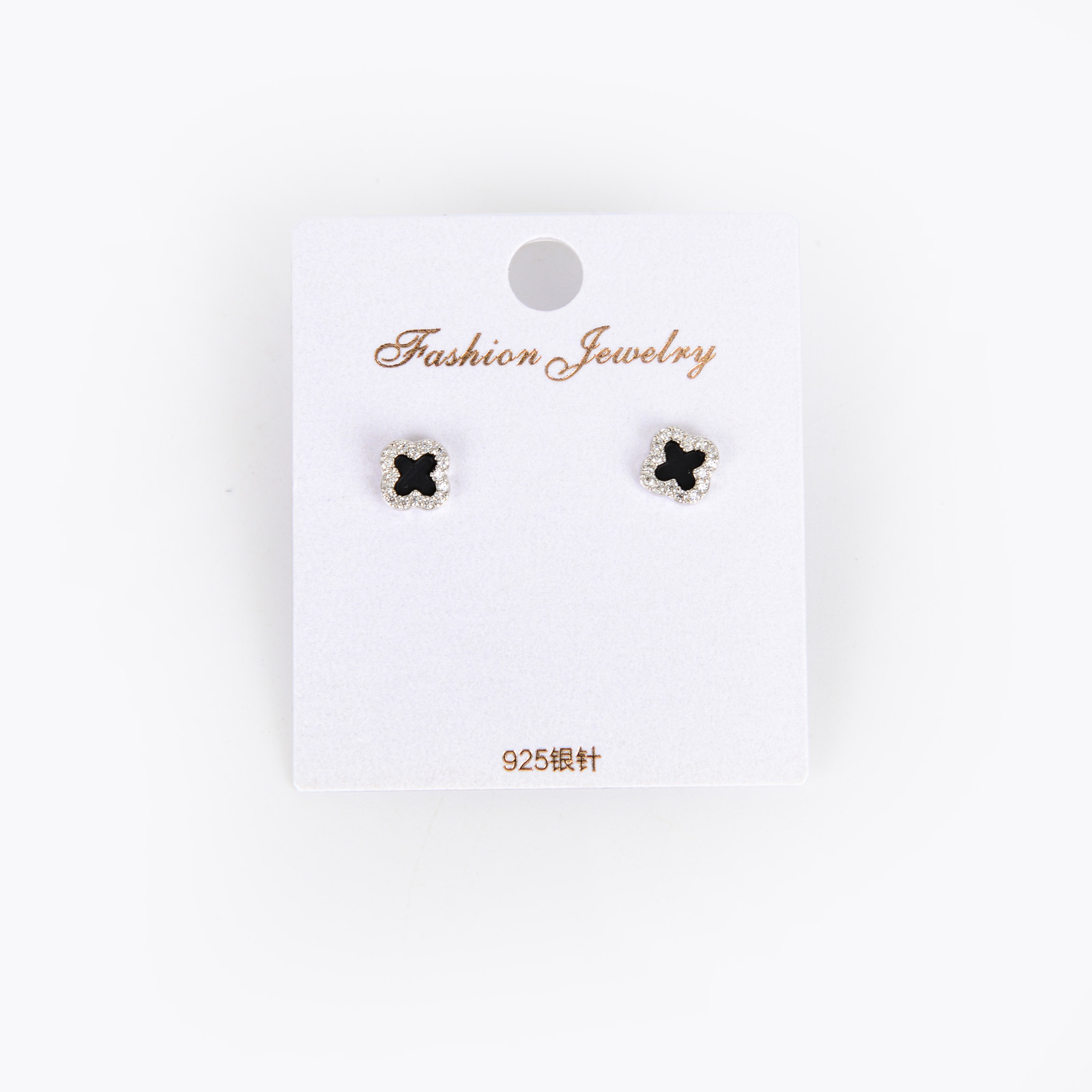 S925银针韩国时尚满钻四叶草耳环小众设计轻奢气质锆石耳钉耳饰