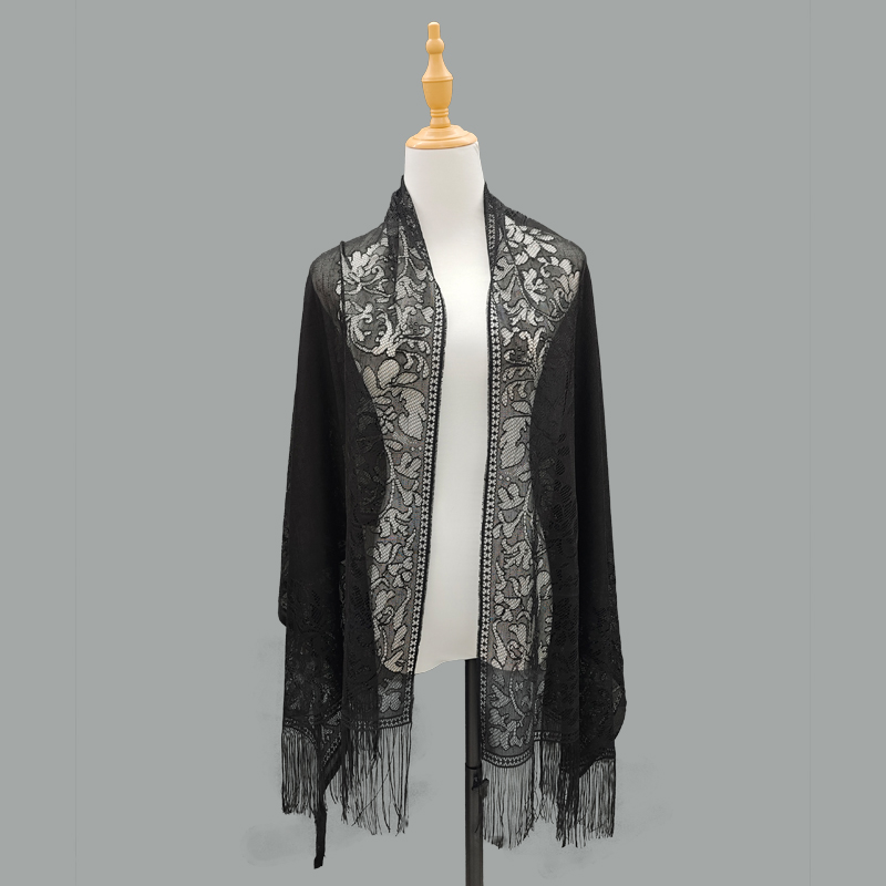 Women's lightweight, sun-protective lace tassel scarf, Muslim headscarf, long, versatile, fashionable, artistic and retro Chinese trend shawl, cheongsam, dinner party matching scarf, shawl in multiple colors in stock