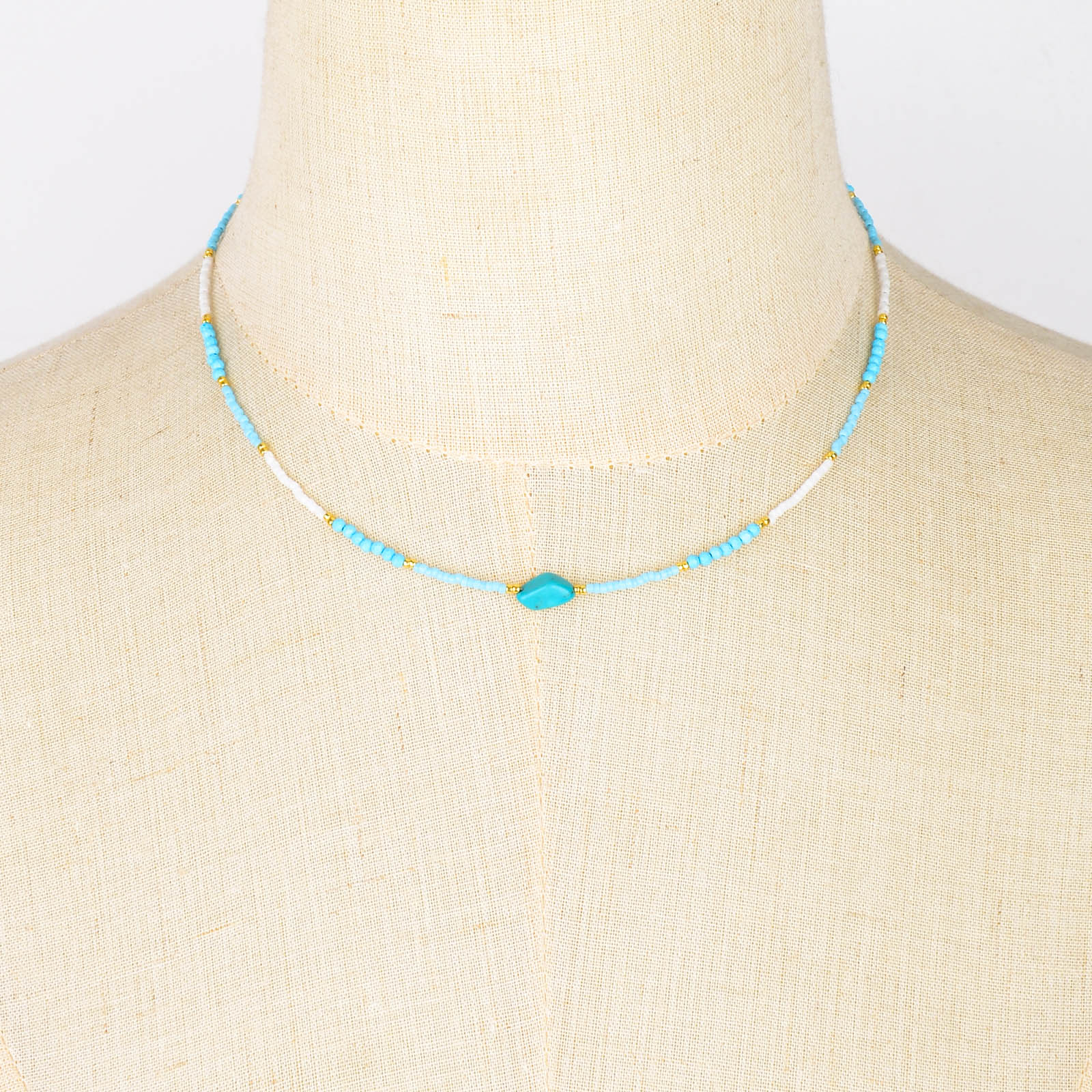 云逸饰家 轻奢风蓝松石搭手链项链天然小众串珠气质少女百搭项链细节图