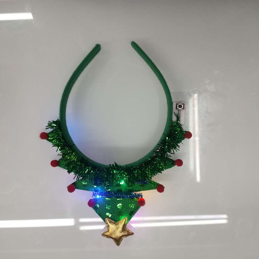 Christmas headband, cute cartoon hair accessory, Christmas antler walking stick, illuminated Christmas tree headband, creative headwear Specification image