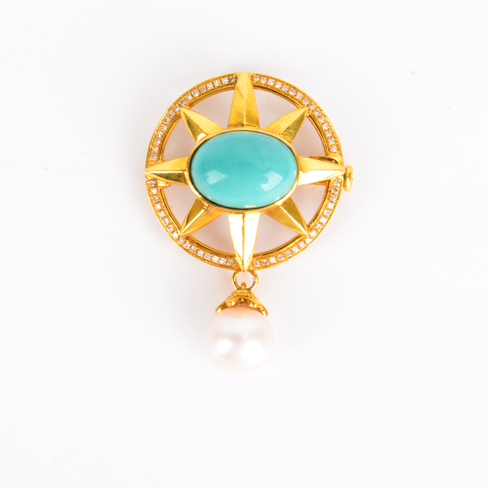 Natural turquoise brooches for women exude a sense of sophistication, high-end brooches for women exude elegance, fixed clothes and suits, turquoise pearl pendants as accessories for women
