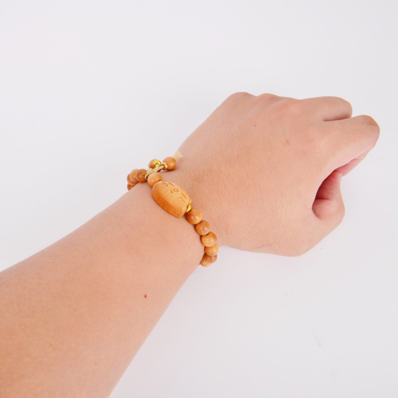 Sandalwood bracelet and string, cute and playful girl, bell fox cartoon, wooden beads, plate and accessory, prayer beads bracelet Item Picture