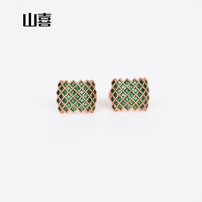 山喜欧美满钻耳环高级感简约百搭嘻哈耳饰女潮流配饰饰品