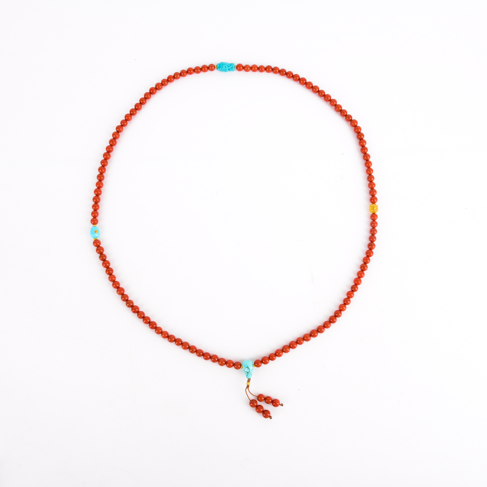Authentic natural Nan Hong agate necklace, Nan Hong agate lock long bracelet paired with blue turquoise necklace Specification image