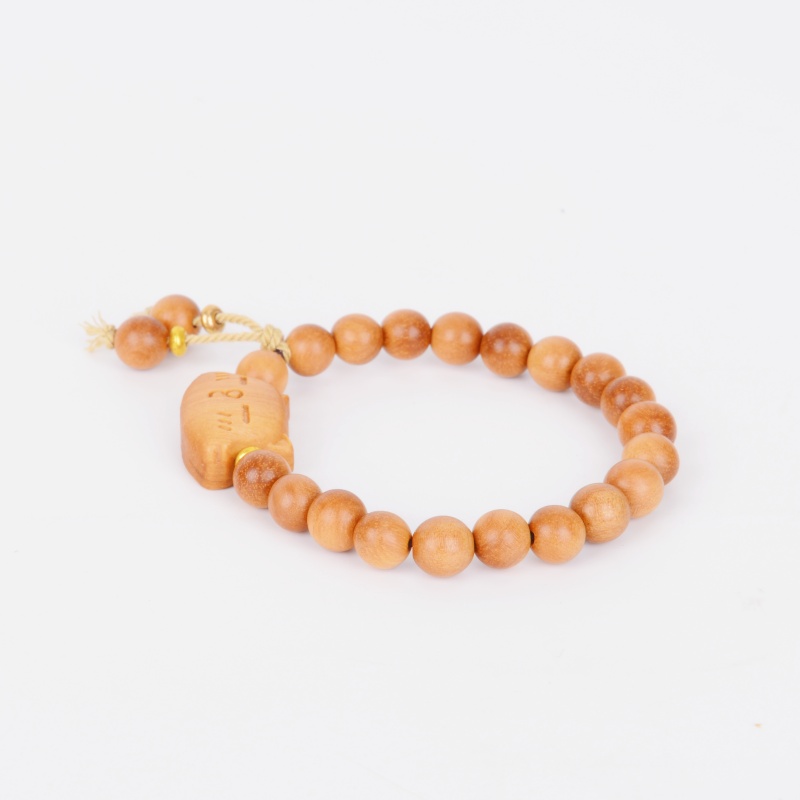 Sandalwood bracelet and string, cute and playful girl, bell fox cartoon, wooden beads, plate and accessory, prayer beads bracelet Application Scenario