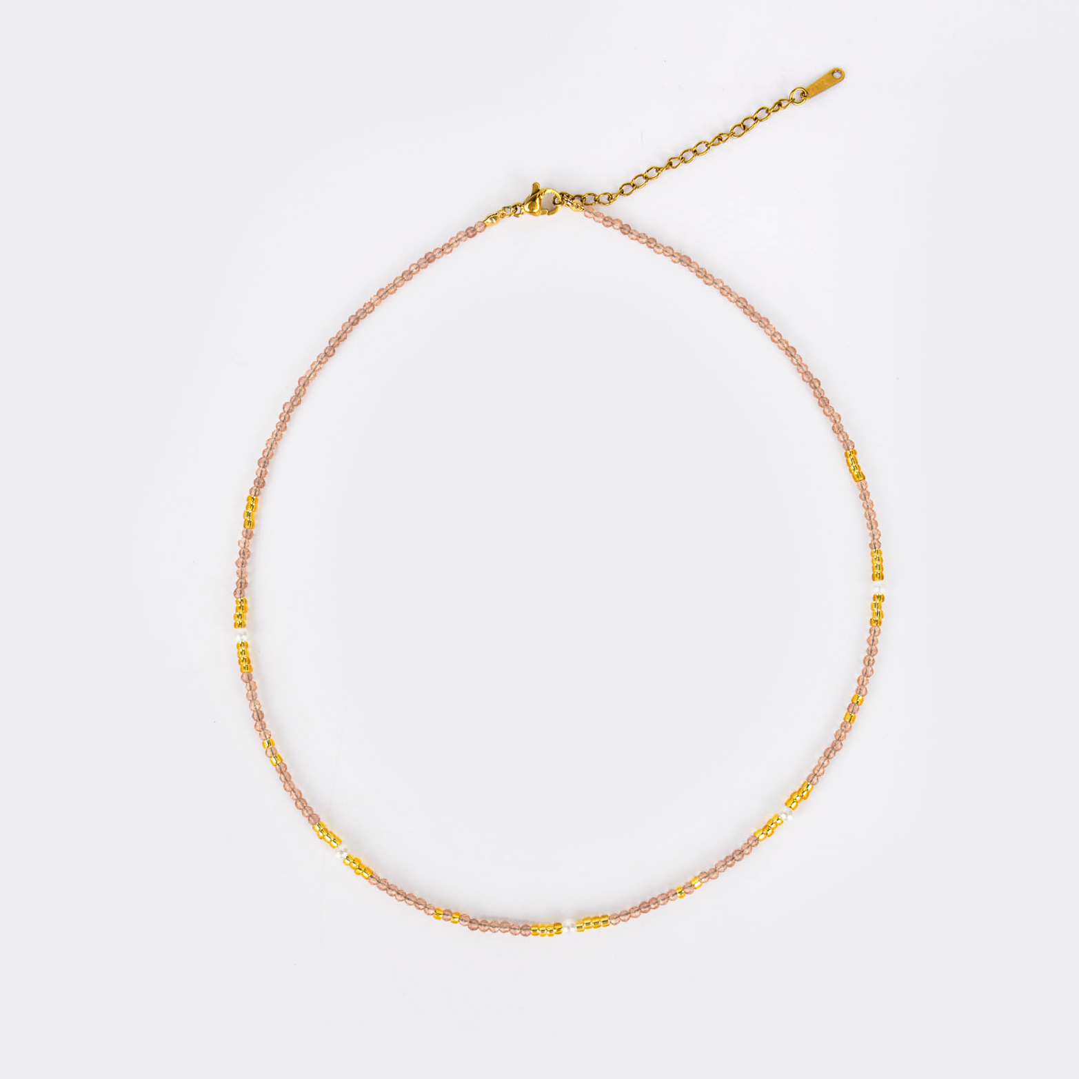 天然项链女S925银五条经路路通项链彩虹碧玺水晶珍珠项链批发详情1