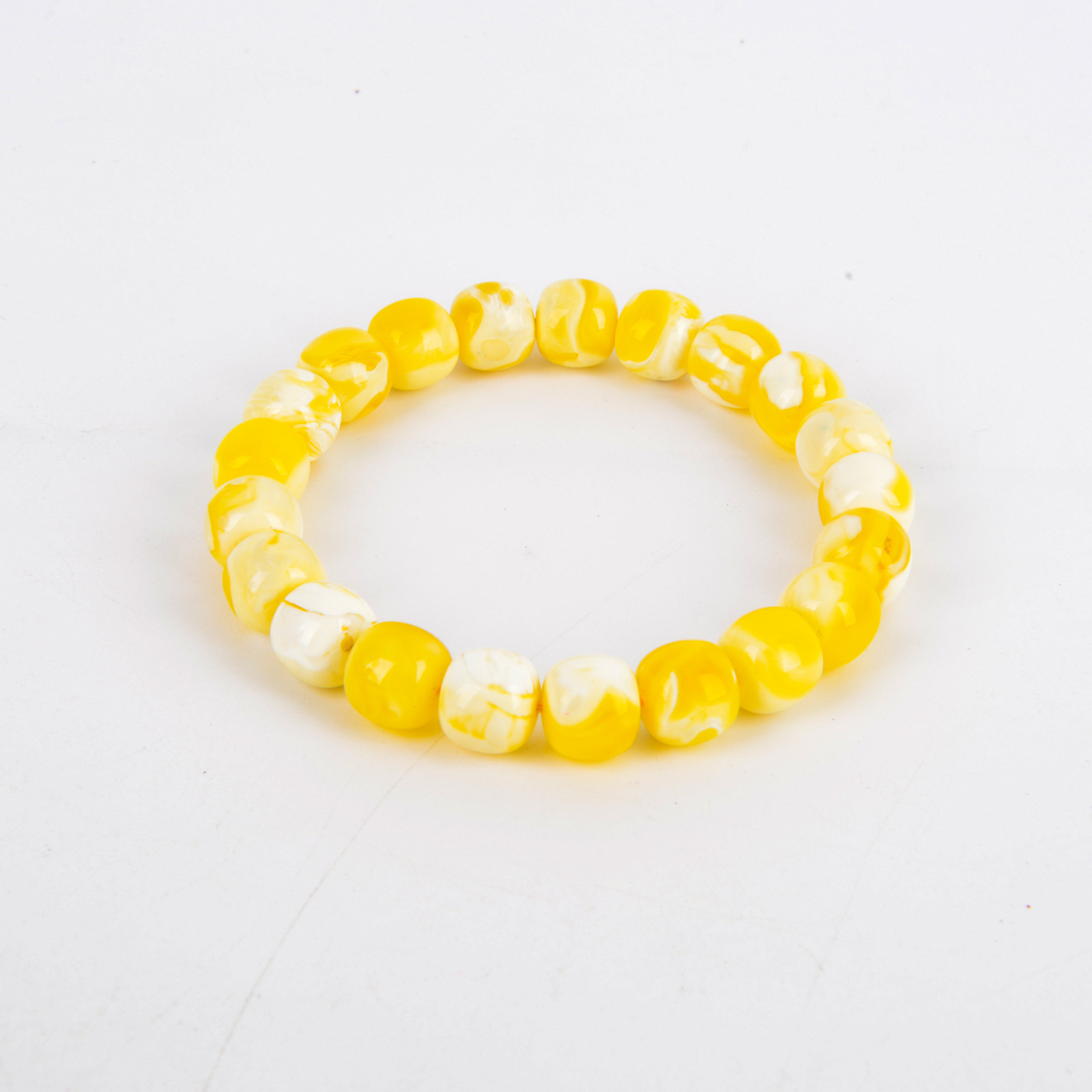 White demon flower amber amber old-style bucket bead bracelet, natural accessory for men and women, with beads full of honey details Picture