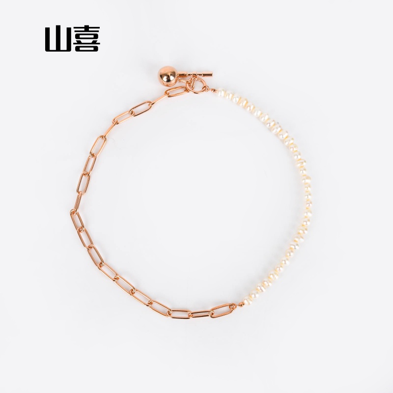 山喜时尚两层不锈钢手链小众拼接设计气质简约手饰品