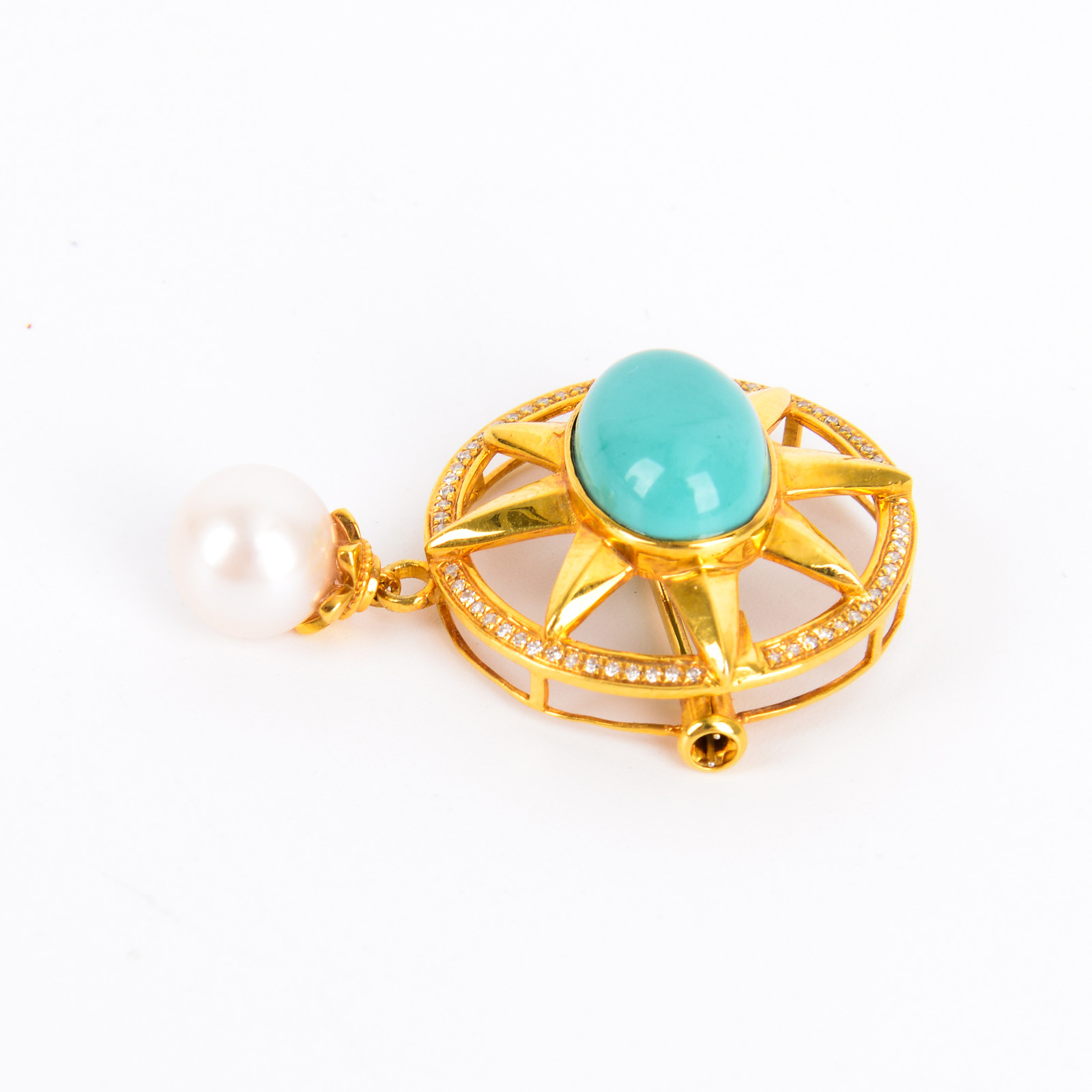 Natural turquoise brooches for women exude a sense of sophistication, high-end brooches for women exude elegance, fixed clothes and suits, turquoise pearl pendants as accessories for women details Picture