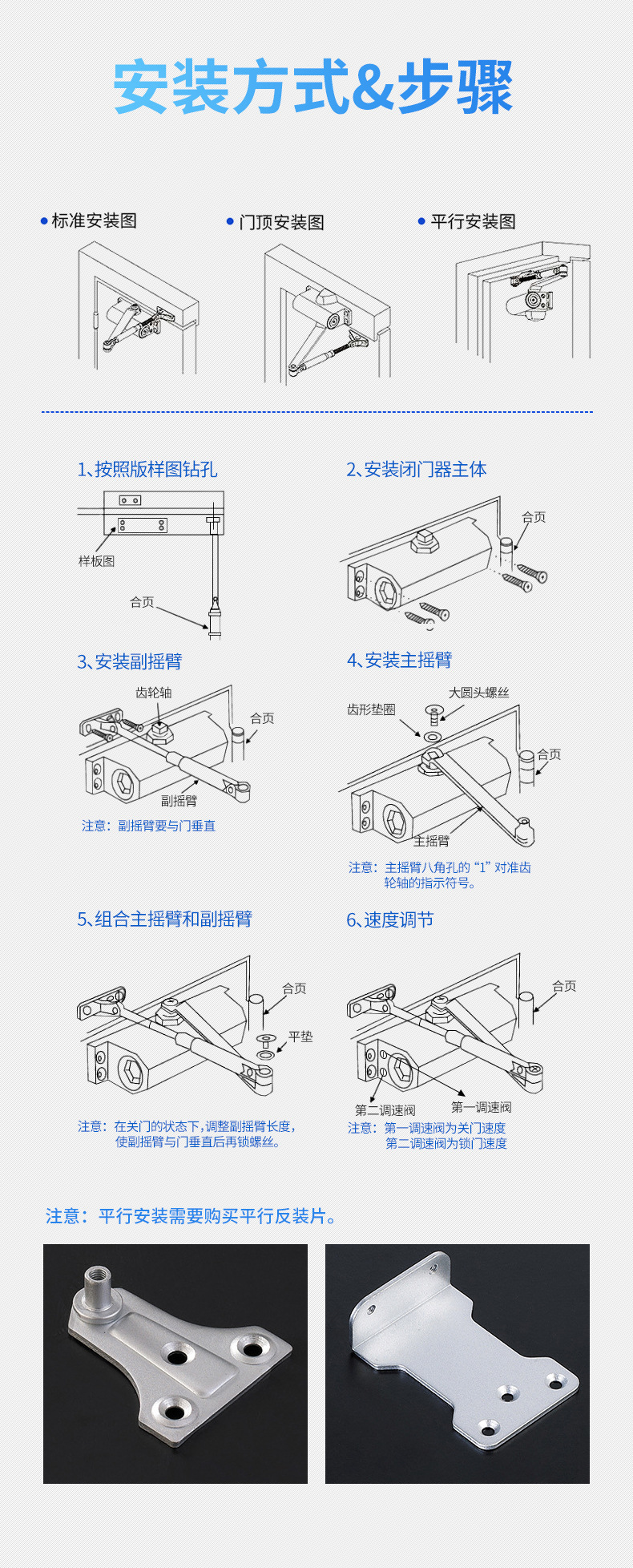 缓冲液压防火闭门器自动关门器家用90度定位闭合方机详情7