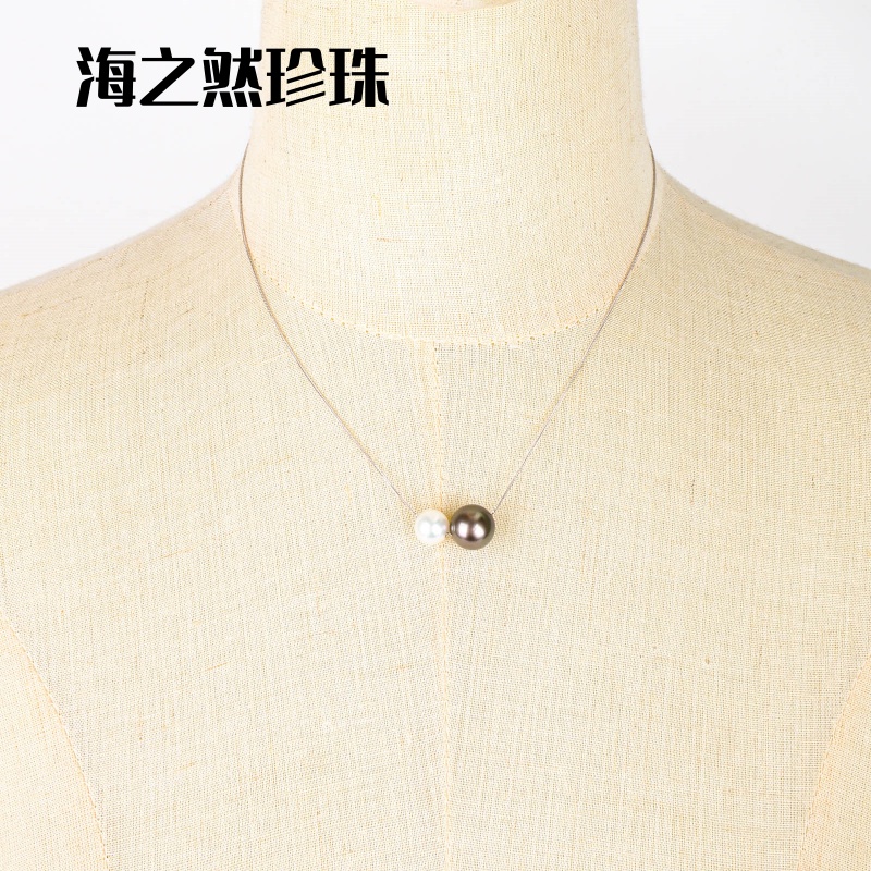 海之然珍珠极简冷淡风大溪地珍珠k金项链/海水大溪地项链/海水akoya珍珠/海水珍珠项链白底实物图