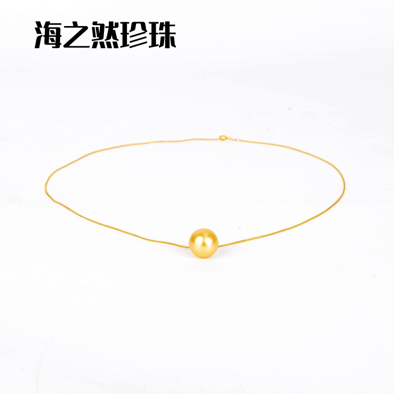 海之然珍珠k金➕南洋金珠吊坠链/金色圆珠项链女轻奢小众锁骨颈链ins冷淡风时尚百搭气质网红饰品产品图