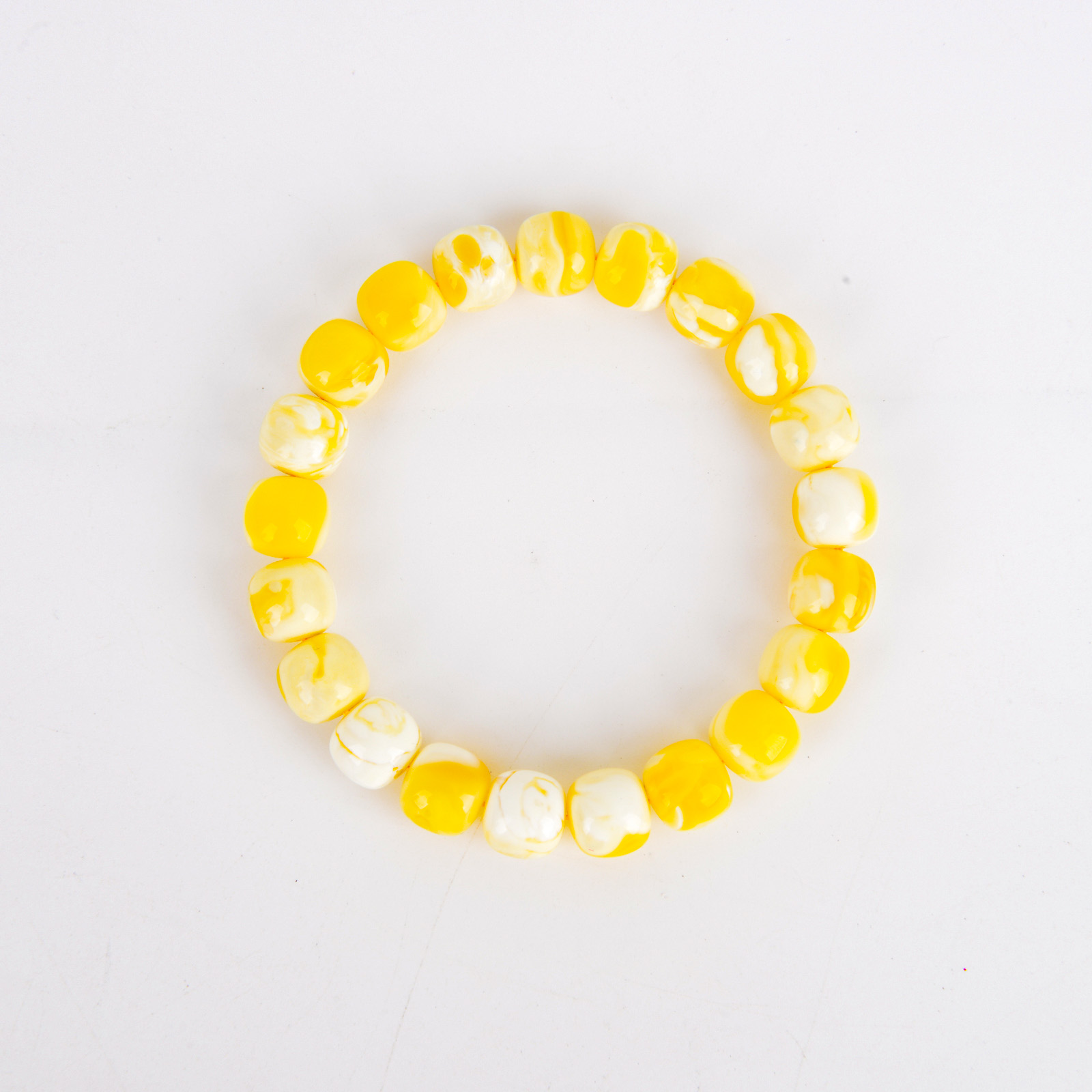 White demon flower amber amber old-style bucket bead bracelet, natural accessory for men and women, with beads full of honey
