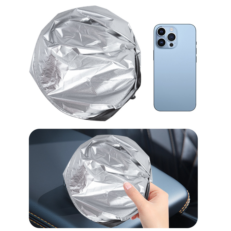 Weihaisheng Automotive Interior products: Car double-ring sun shield, car sunshade, 150*70CM, LOGO printable, thickened silver-coated fabric car sun shield, car sunshade Specification image