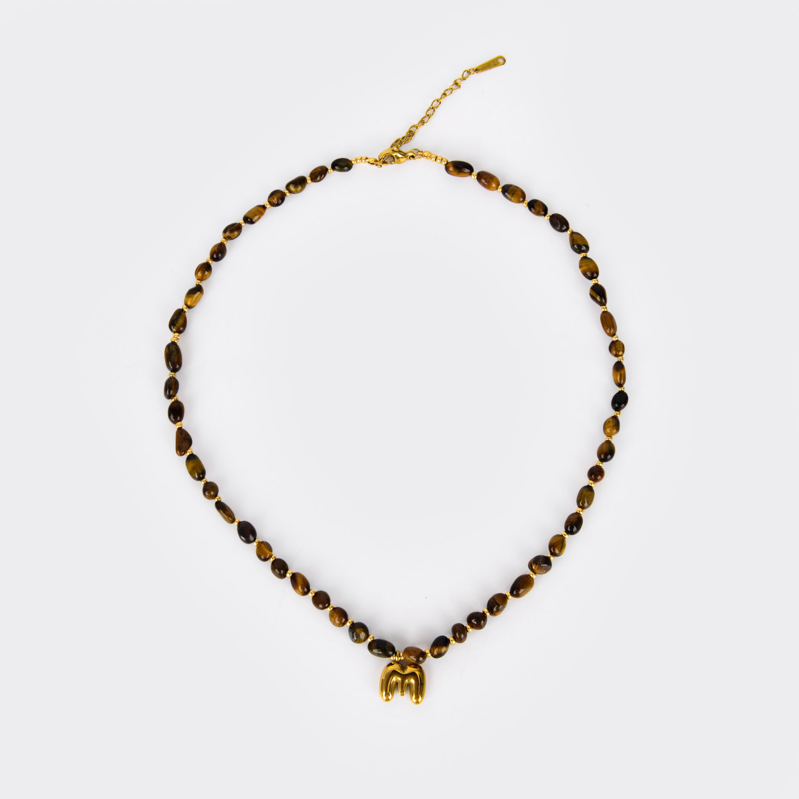 秋冬时尚单品虎眼石项链美拉德轻奢高级感气质棕色串珠打结锁骨链详情1