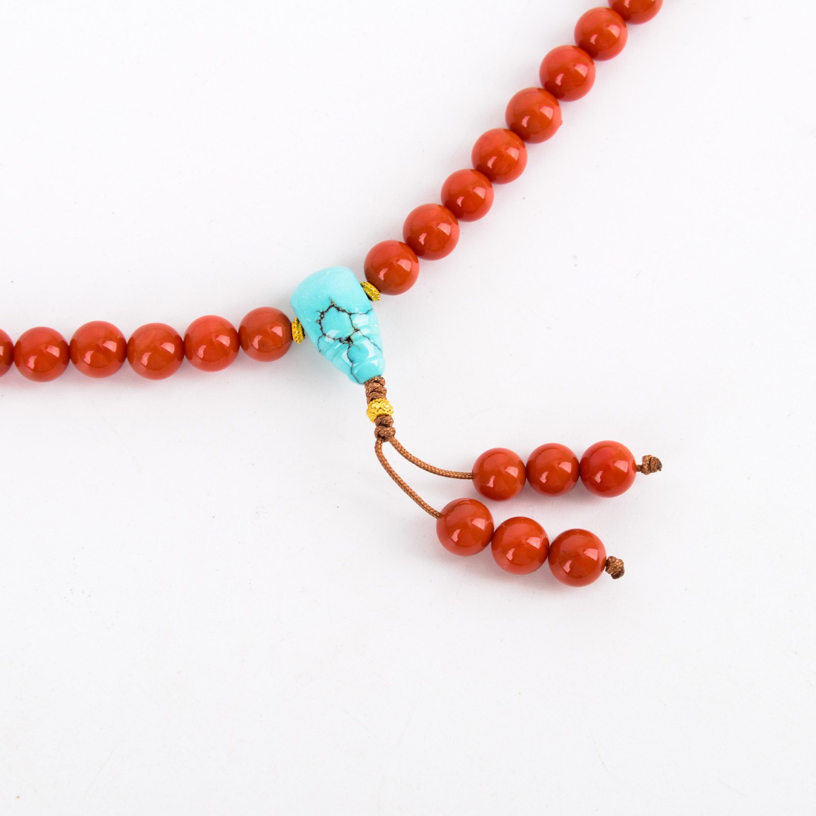 Authentic natural Nan Hong agate necklace, Nan Hong agate lock long bracelet paired with blue turquoise necklace Application Scenario