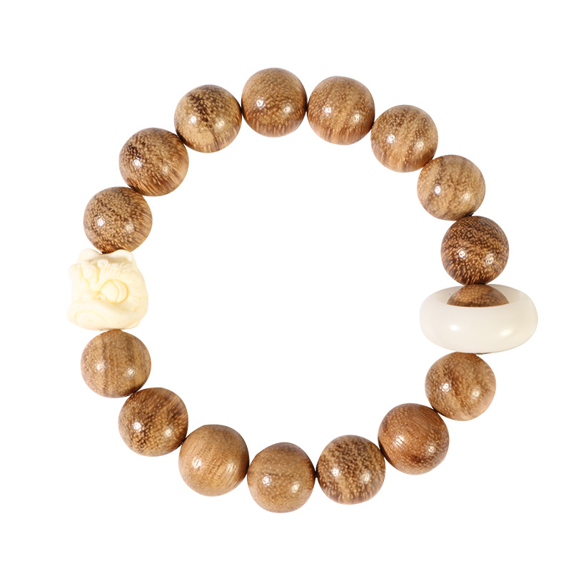 奶香木佛珠菩提手串文艺复古烧猫爪手链念珠文玩圆珠单双圈手饰品