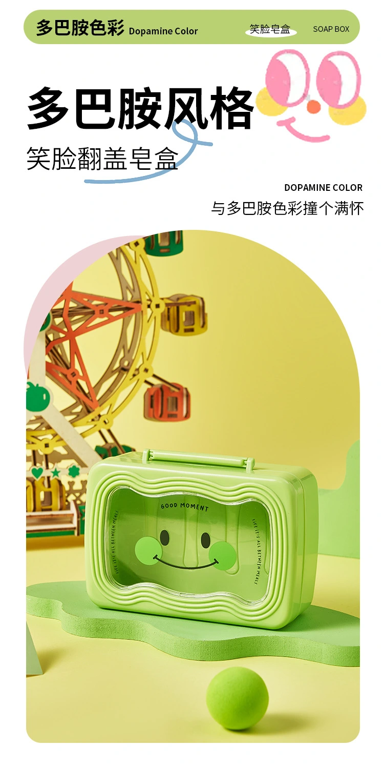M04-8798 Dopamine Draining Soap Box with lid for household toilet, high appearance level, large soap storage box for hygiene detail image 1
