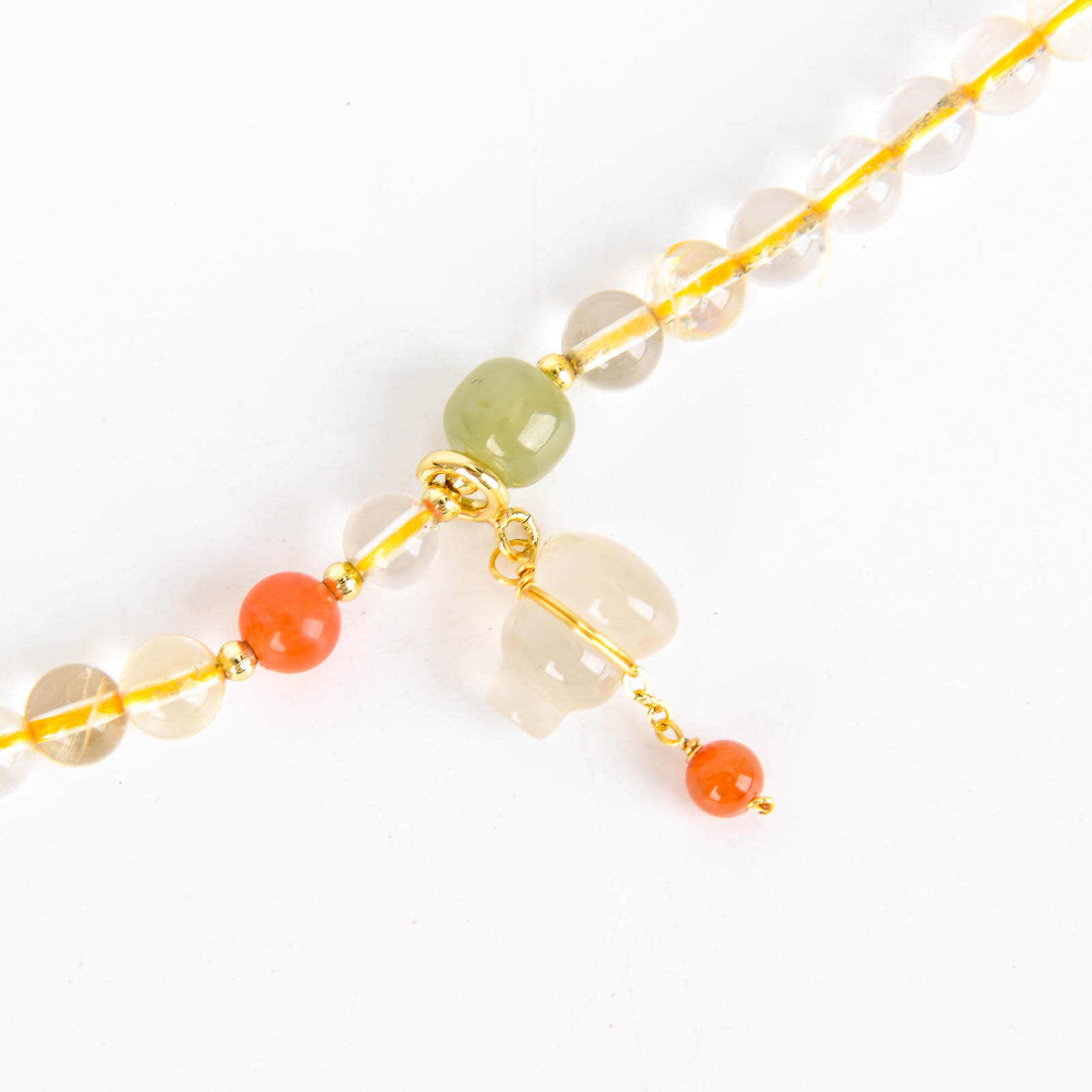 Natural feldspar multi-ring bracelet, lemon spirit bracelet, wealth-bringing, good luck, stacked Nan red, green, gold and amber gift for women Specification image