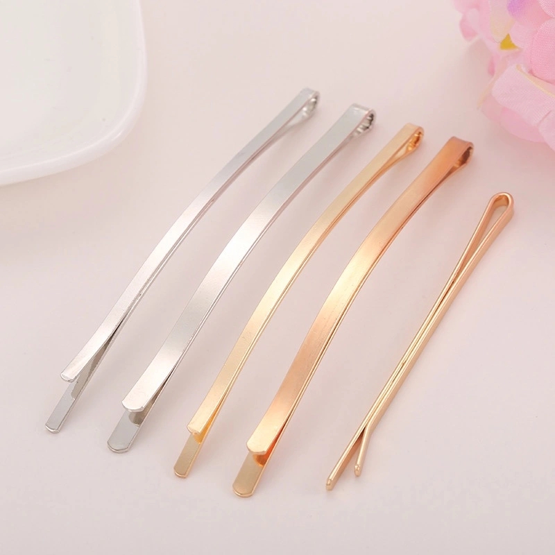 兹宏珠宝金色波浪一字夹弯弓形一字夹5.5CM 麻花发夹DIY饰品发夹配件批发