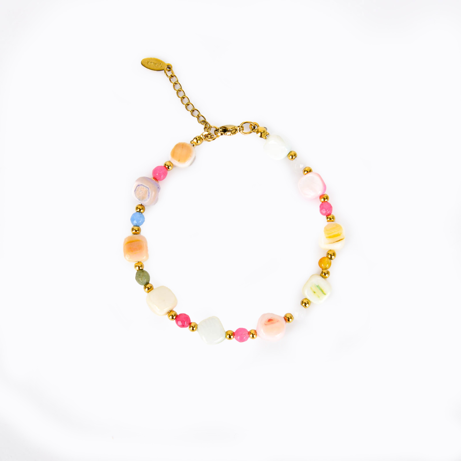 多巴胺彩色串珠不规则贝壳手链女气质手链甜酷辣妹手饰