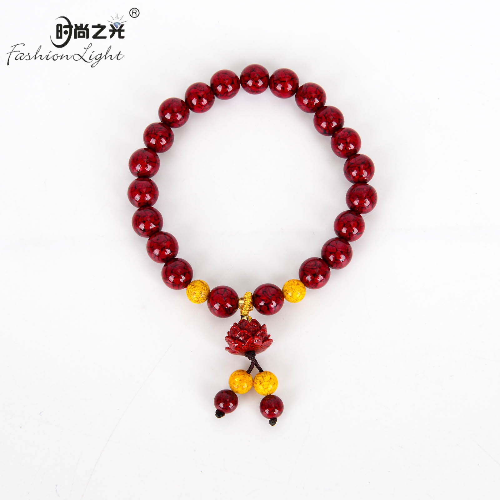 Natural medium-content cinnabar crystal sand lotus bracelet for women, simple ethnic style bracelet accessory, versatile and niche gift