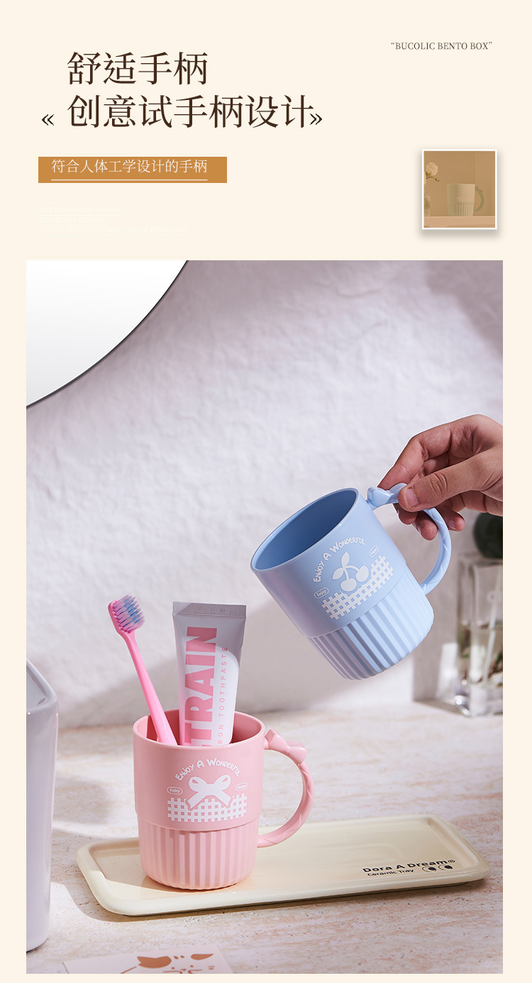 M04-7160 Korean-style striped mouthwash cup, creative cartoon household brushing cup, household student washbasin cup detail image 4