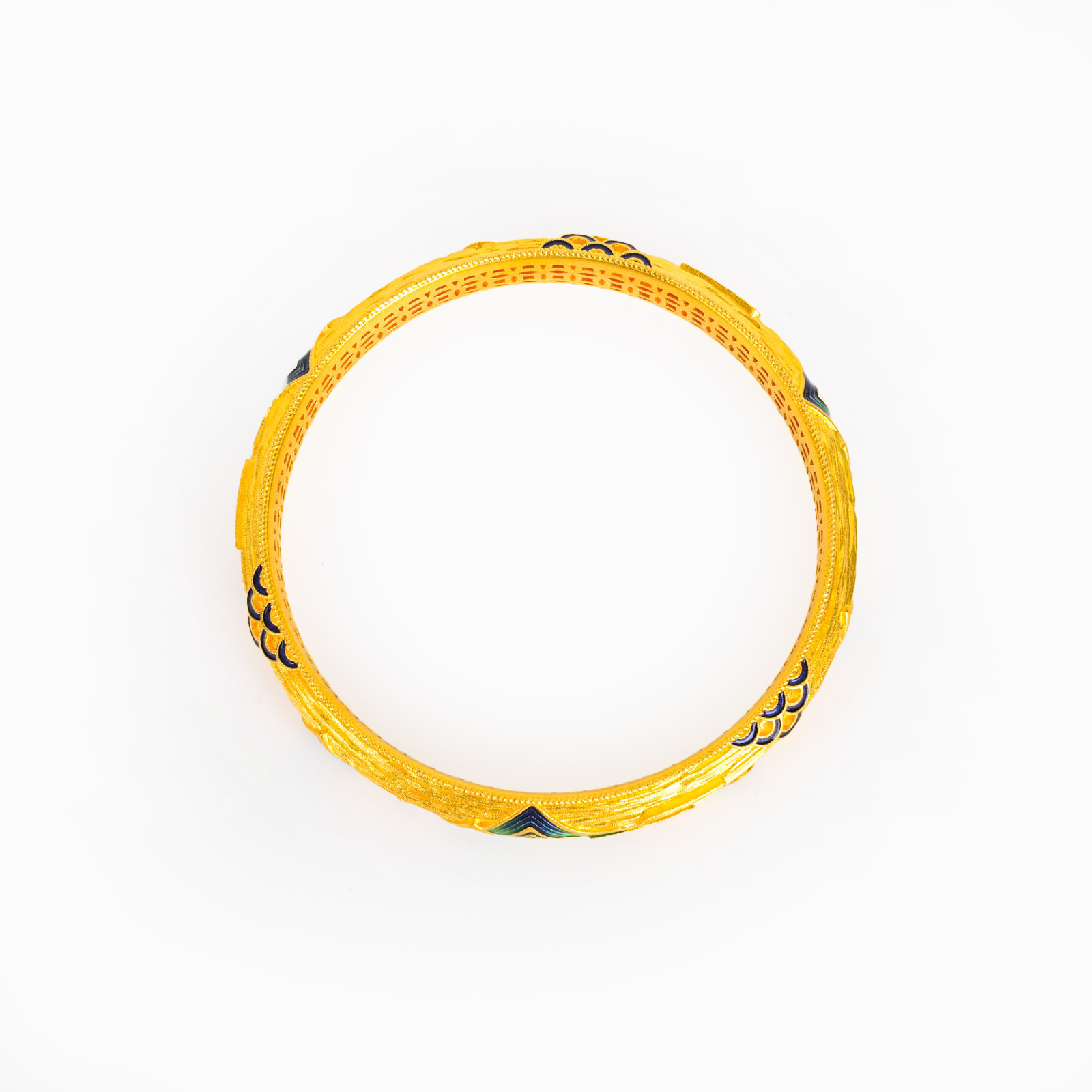 999 pieces of pure gold bracelet. This green and blue enamel bracelet is a solid gold bracelet as a gift for your wife Specification image