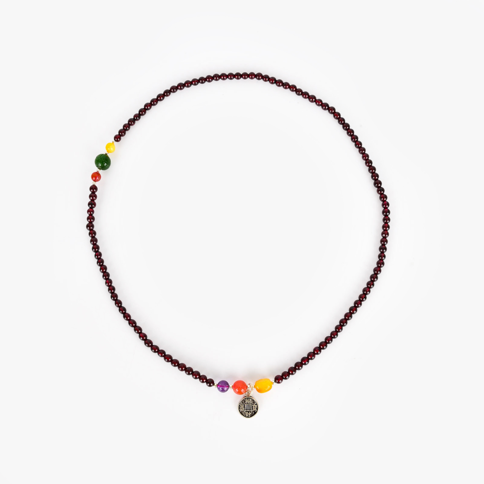 Garnet bracelet for women, a niche design on Instagram, original DIY multi-ring, full-body, wine-red natural garnet bracelet details Picture