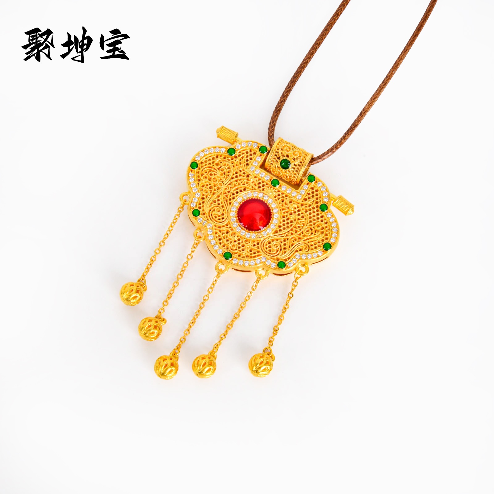 金色马到成功圆吊坠999纯银项链详情1