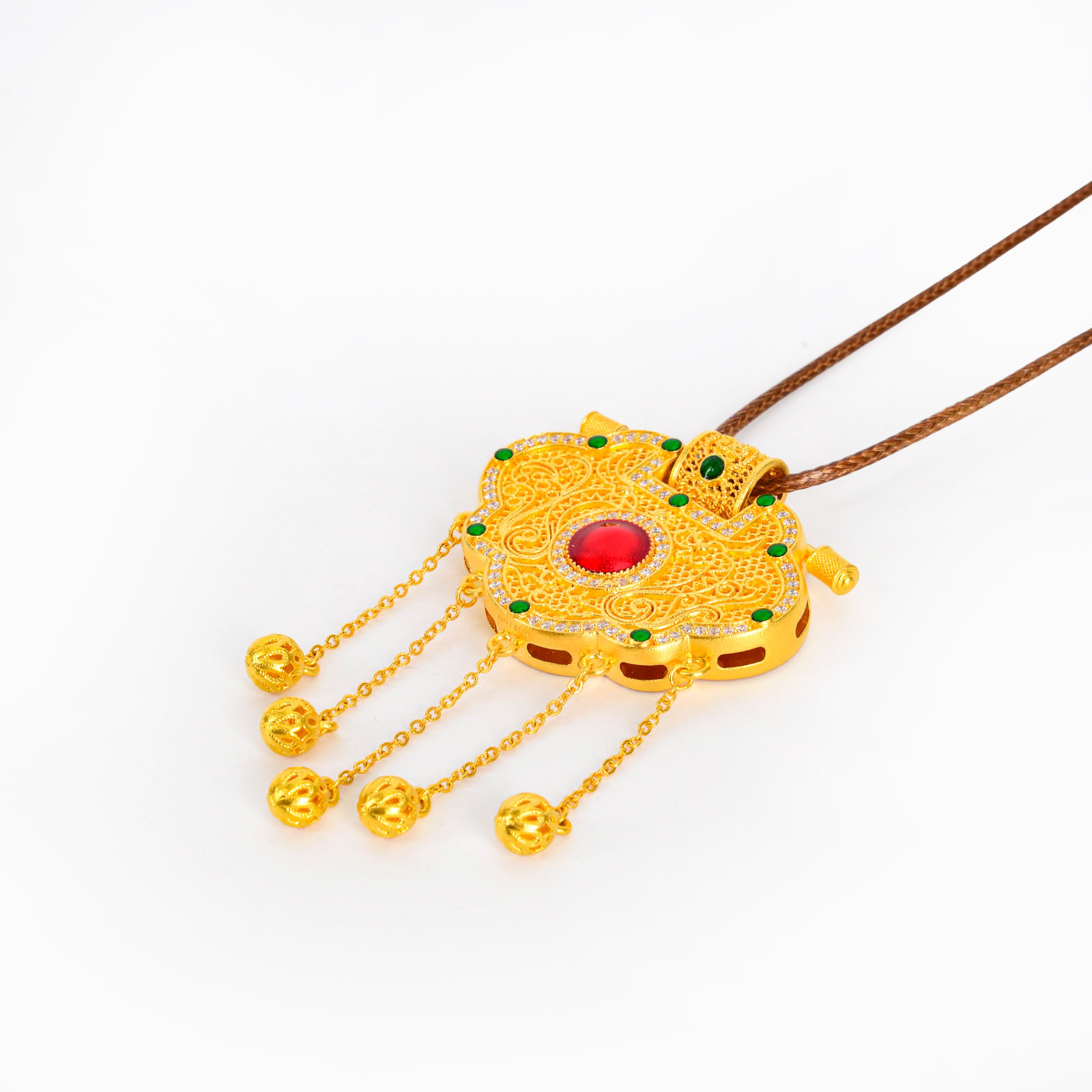 金色马到成功圆吊坠999纯银项链详情3