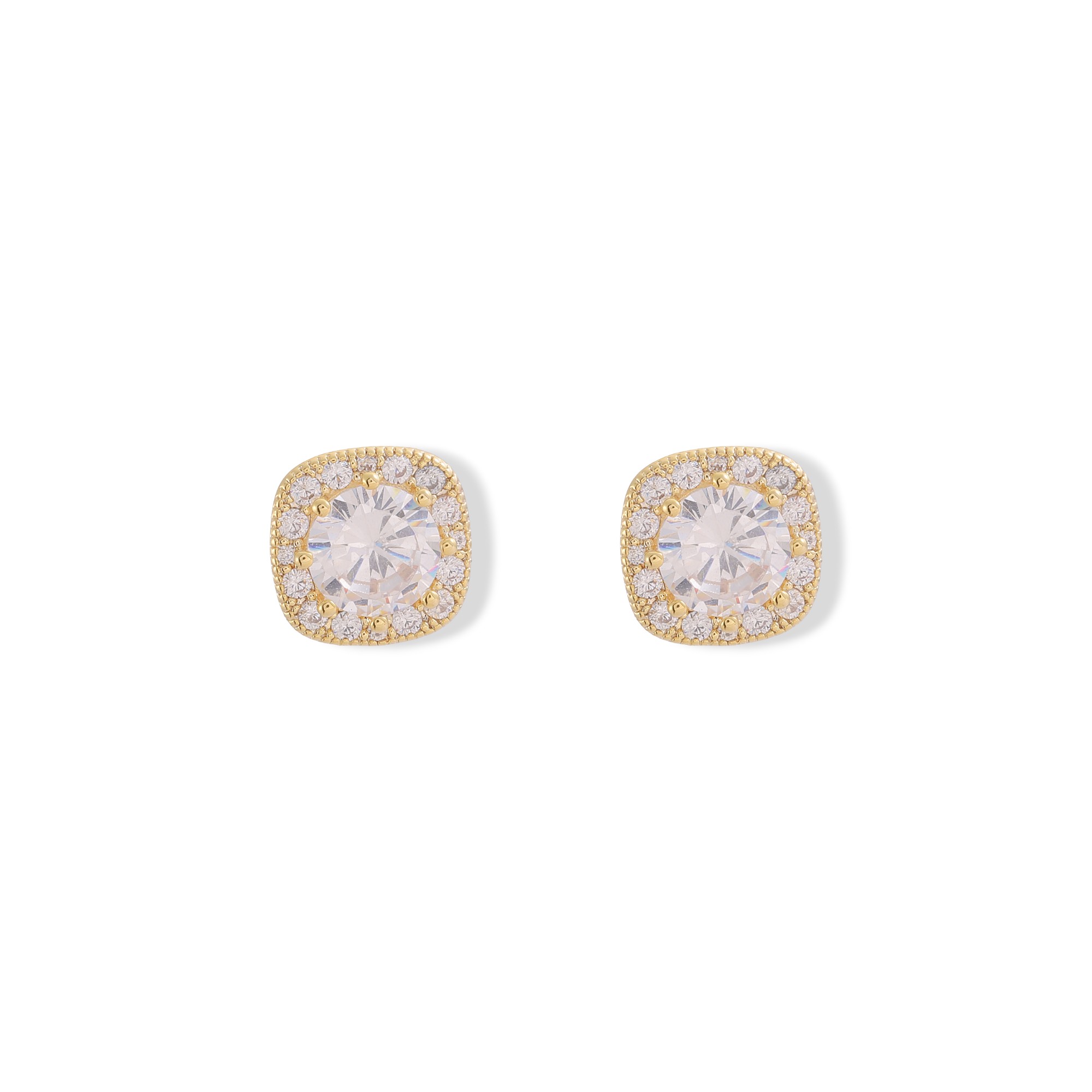 Xuhui brand exquisite and light luxury copper plated with real gold and set with zircon 925 silver needle cube sugar, luxurious design and fashionable stud earrings Application Scenario