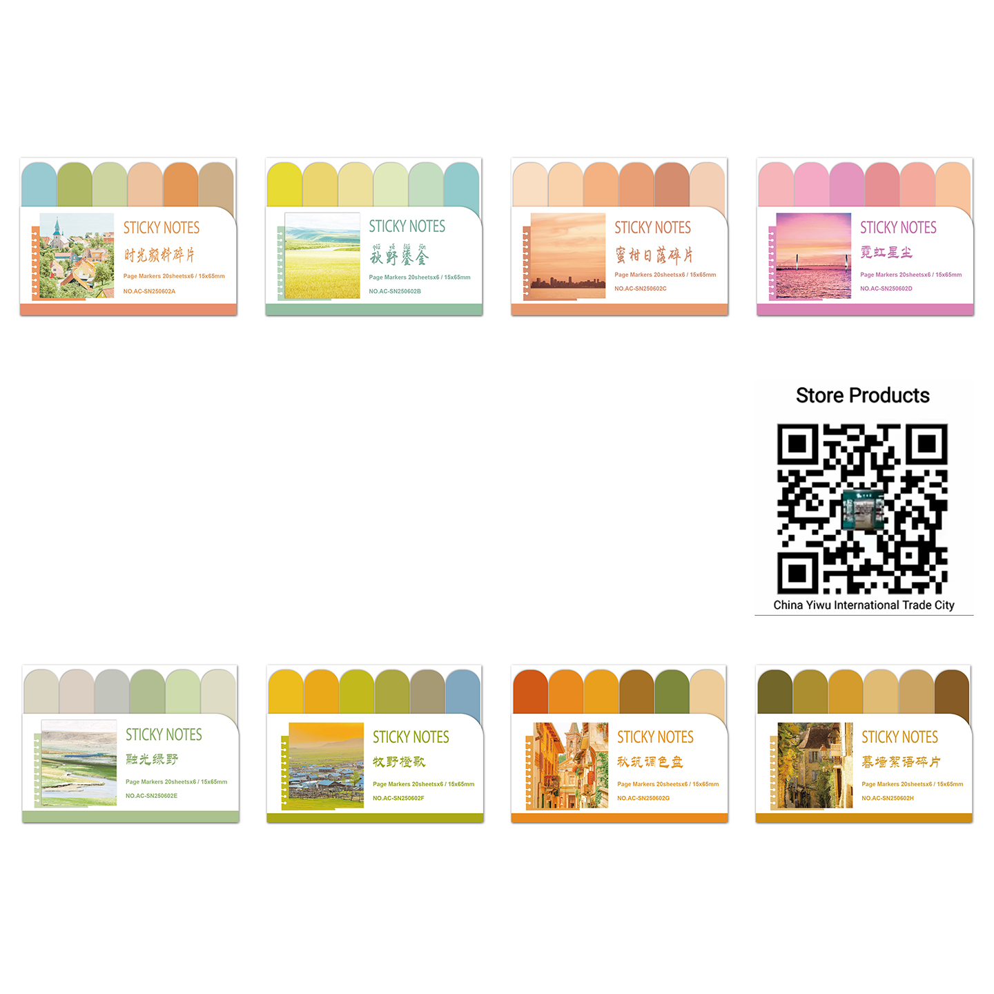 Aesthetic Scenery Color Palette Sticky Tabs, Vintage Nature Landscape Page Markers for Journaling, Reading & Office Supplies full figure