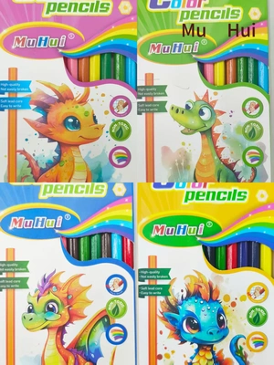 Muhui Colored Pencil box Set of hexagonal 12-color, 18-color, 24-color, 36-color water-soluble CAI Qianqian student drawing pens for children thumbnail