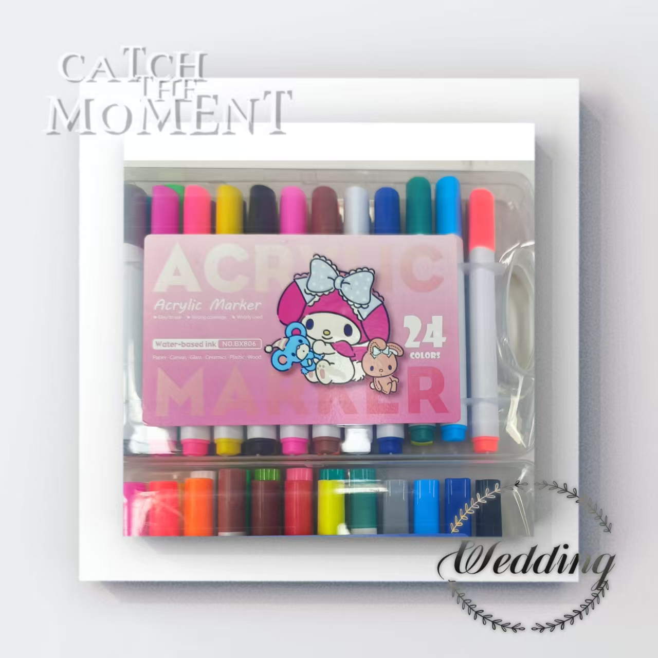 Muhui Round Stick Acrylic marker pens are specially designed for children, art kindergartens, non-toxic, washable, stackable and cute style markers details Picture