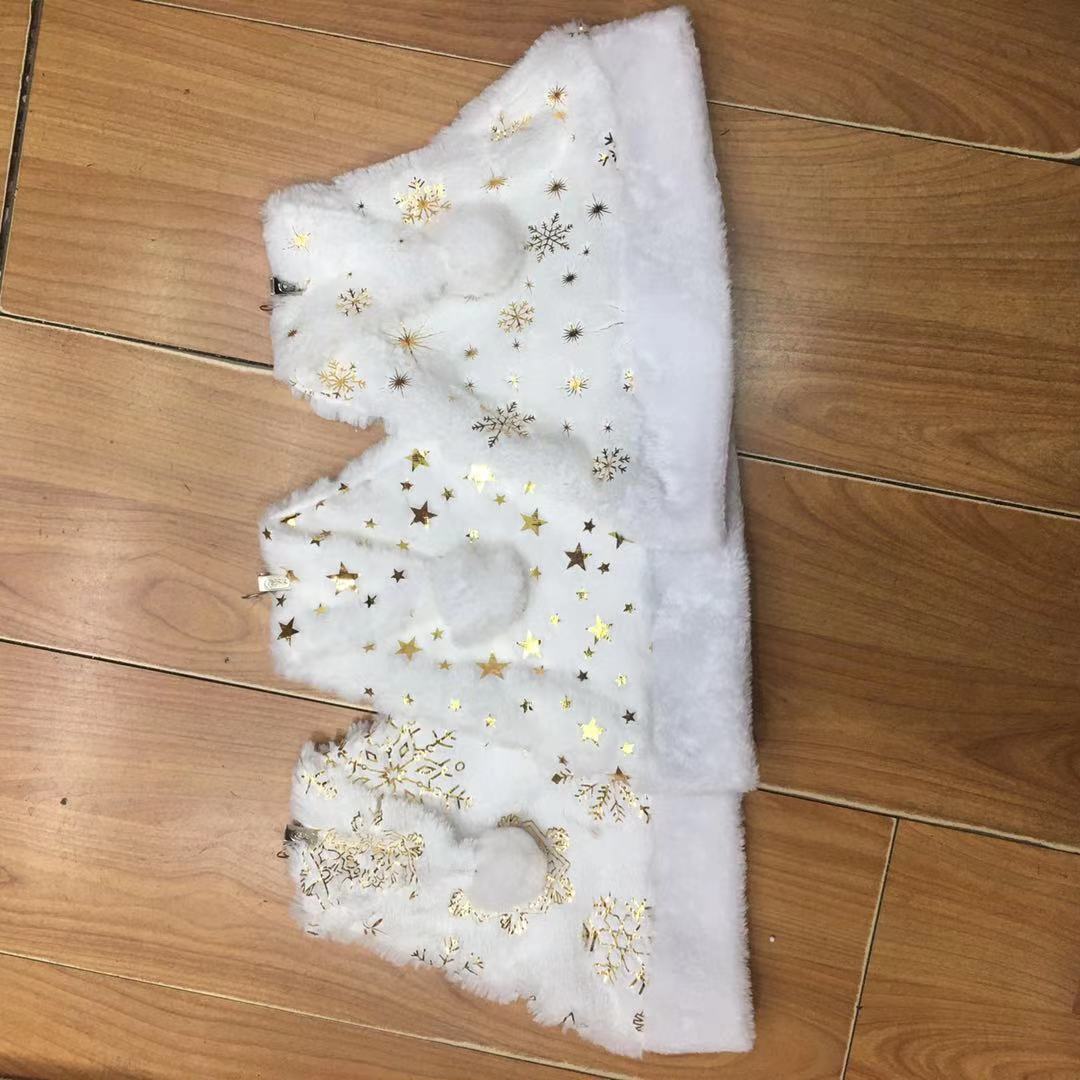 Christmas decorations: White Christmas hats with gold and silver prints and plush edges, adult Christmas hats Specification image