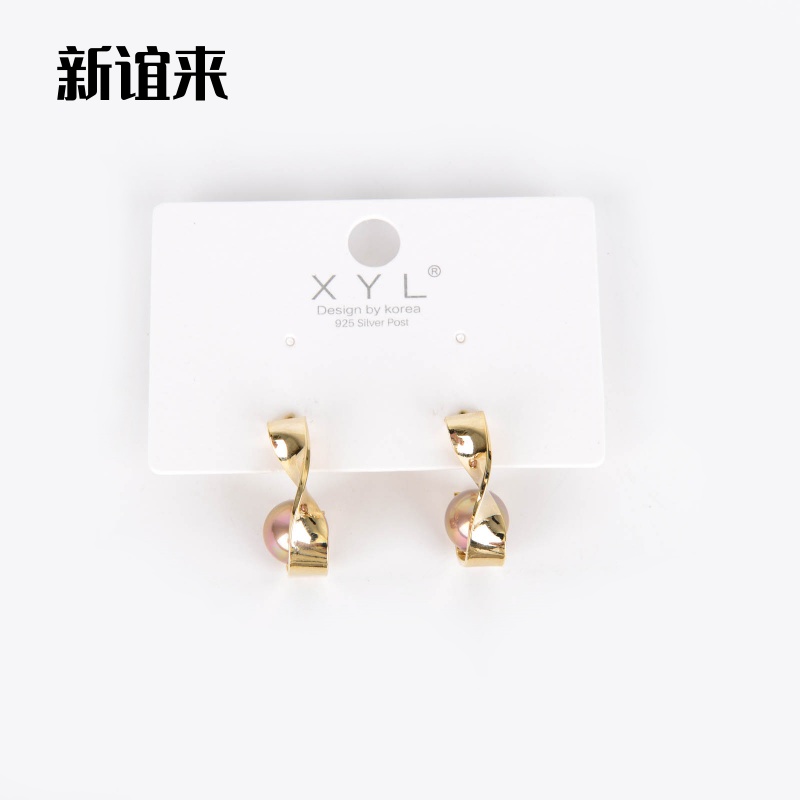 新谊来新款欧美复古风耳钉几何镶虎眼石耳环小众高级不掉色饰品批发