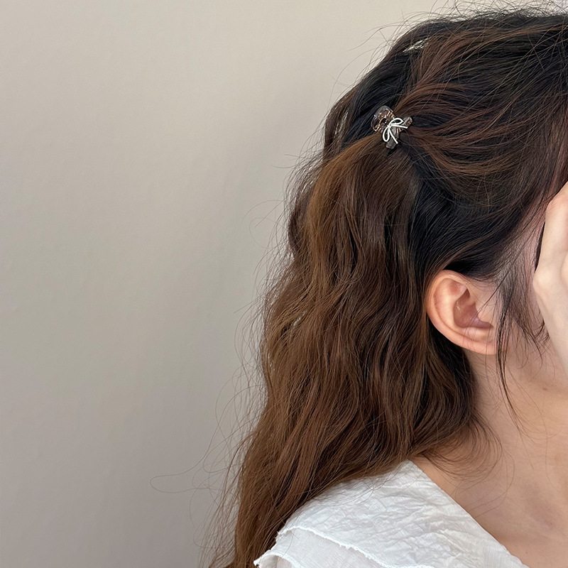 New sweet silver bow, small, colorful princess hair clip, claw clip, shark clip, side clip, hair accessory for women from South Korea Specification drawing