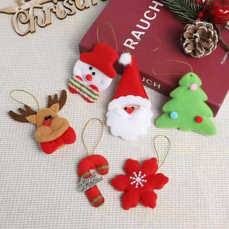 Cartoon fabric pendants, elderly people, deer, Christmas trees, many packs, Christmas decorations, shopping malls, festival decorations Specification image